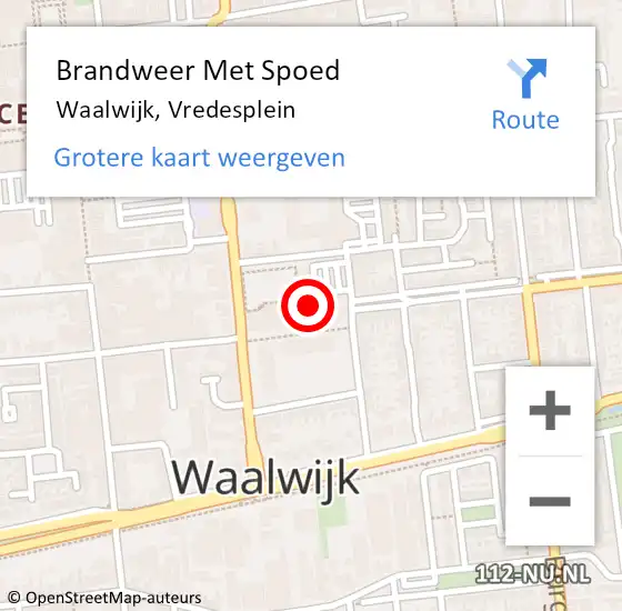 Locatie op kaart van de 112 melding: Brandweer Met Spoed Naar Waalwijk, Vredesplein op 15 januari 2019 08:03