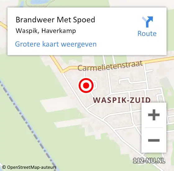 Locatie op kaart van de 112 melding: Brandweer Met Spoed Naar Waspik, Haverkamp op 15 januari 2019 08:06