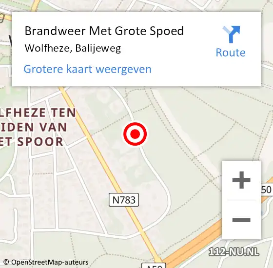 Locatie op kaart van de 112 melding: Brandweer Met Grote Spoed Naar Wolfheze, Balijeweg op 15 januari 2019 08:52