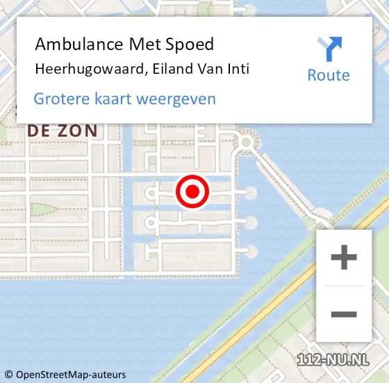 Locatie op kaart van de 112 melding: Ambulance Met Spoed Naar Heerhugowaard, Eiland Van Inti op 15 januari 2019 10:06