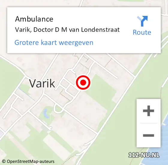 Locatie op kaart van de 112 melding: Ambulance Varik, Doctor D M van Londenstraat op 15 januari 2019 10:59