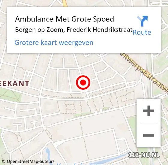 Locatie op kaart van de 112 melding: Ambulance Met Grote Spoed Naar Bergen op Zoom, Frederik Hendrikstraat op 15 januari 2019 11:33