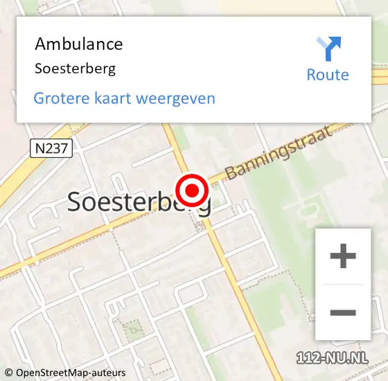 Locatie op kaart van de 112 melding: Ambulance Soesterberg op 15 januari 2019 12:12
