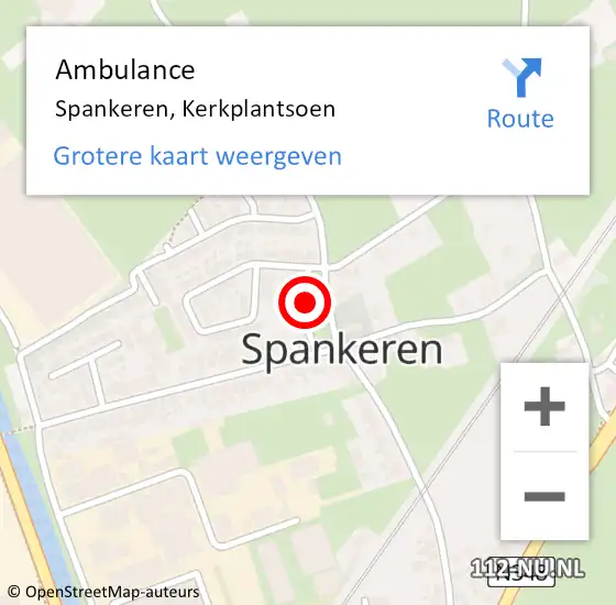Locatie op kaart van de 112 melding: Ambulance Spankeren, Kerkplantsoen op 15 januari 2019 13:09