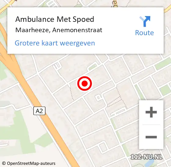 Locatie op kaart van de 112 melding: Ambulance Met Spoed Naar Maarheeze, Anemonenstraat op 15 januari 2019 13:22