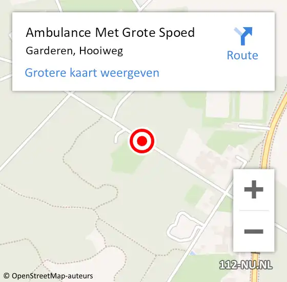 Locatie op kaart van de 112 melding: Ambulance Met Grote Spoed Naar Garderen, Hooiweg op 15 januari 2019 13:26