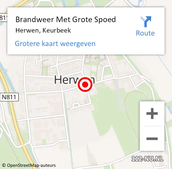 Locatie op kaart van de 112 melding: Brandweer Met Grote Spoed Naar Herwen, Keurbeek op 15 januari 2019 14:29