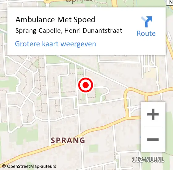 Locatie op kaart van de 112 melding: Ambulance Met Spoed Naar Sprang-Capelle, Henri Dunantstraat op 15 januari 2019 15:19