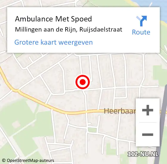 Locatie op kaart van de 112 melding: Ambulance Met Spoed Naar Millingen aan de Rijn, Ruijsdaelstraat op 15 januari 2019 15:39