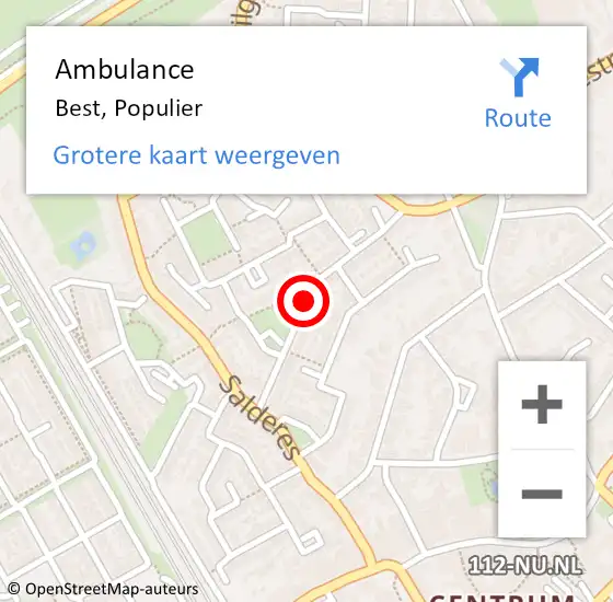 Locatie op kaart van de 112 melding: Ambulance Best, Populier op 15 januari 2019 15:42