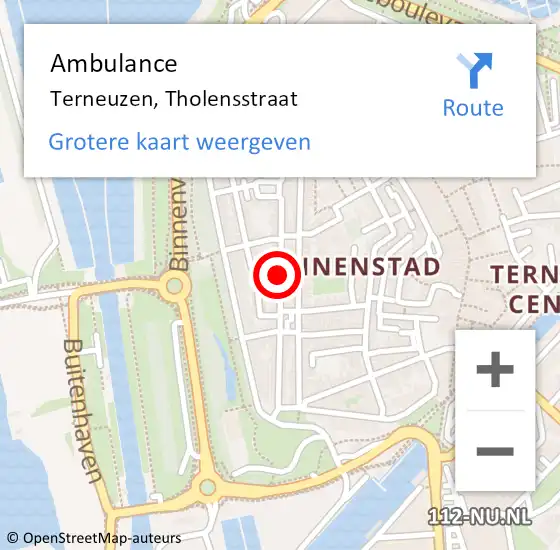 Locatie op kaart van de 112 melding: Ambulance Terneuzen, Tholensstraat op 15 januari 2019 15:44