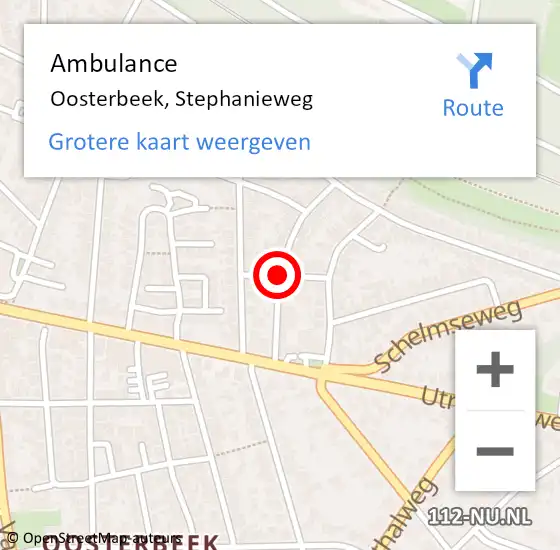 Locatie op kaart van de 112 melding: Ambulance Oosterbeek, Stephanieweg op 15 januari 2019 16:17