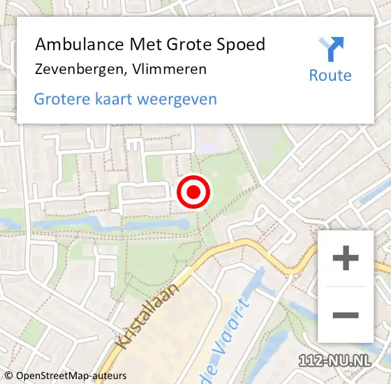 Locatie op kaart van de 112 melding: Ambulance Met Grote Spoed Naar Zevenbergen, Vlimmeren op 15 januari 2019 16:53