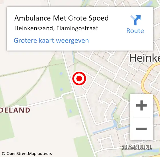 Locatie op kaart van de 112 melding: Ambulance Met Grote Spoed Naar Heinkenszand, Flamingostraat op 15 januari 2019 17:20