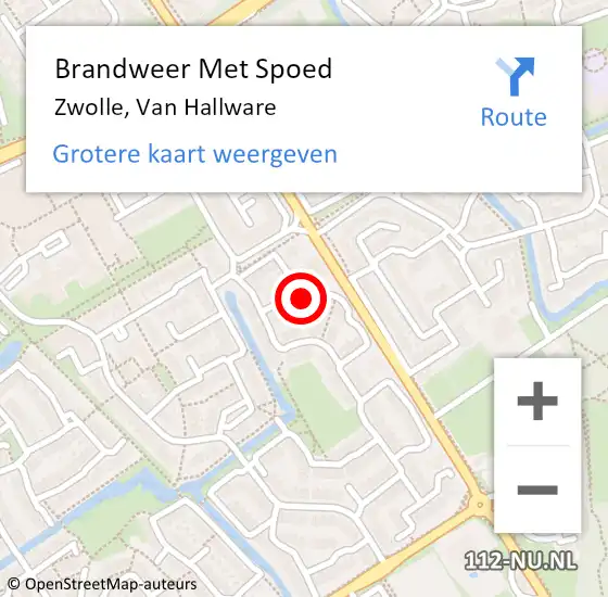 Locatie op kaart van de 112 melding: Brandweer Met Spoed Naar Zwolle, Van Hallware op 15 januari 2019 17:25