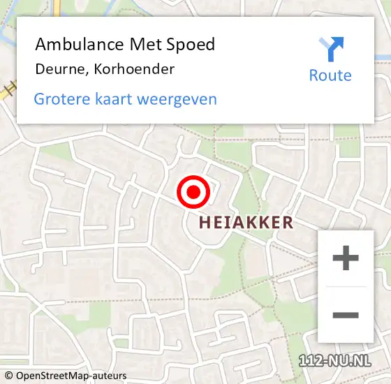 Locatie op kaart van de 112 melding: Ambulance Met Spoed Naar Deurne, Korhoender op 15 januari 2019 17:35