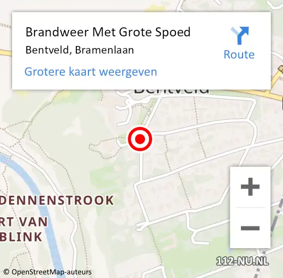 Locatie op kaart van de 112 melding: Brandweer Met Grote Spoed Naar Bentveld, Bramenlaan op 15 januari 2019 17:46