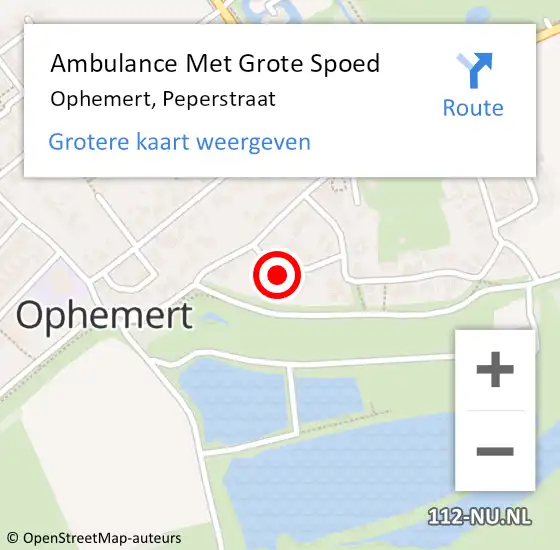 Locatie op kaart van de 112 melding: Ambulance Met Grote Spoed Naar Ophemert, Peperstraat op 26 september 2013 06:30