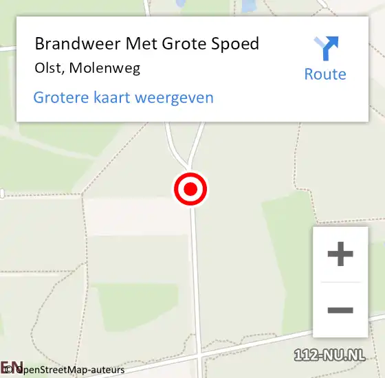 Locatie op kaart van de 112 melding: Brandweer Met Grote Spoed Naar Olst, Molenweg op 15 januari 2019 18:43