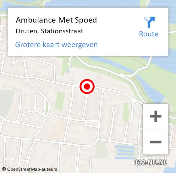 Locatie op kaart van de 112 melding: Ambulance Met Spoed Naar Druten, Stationsstraat op 15 januari 2019 20:44