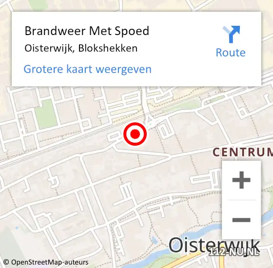 Locatie op kaart van de 112 melding: Brandweer Met Spoed Naar Oisterwijk, Blokshekken op 15 januari 2019 20:47