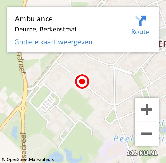 Locatie op kaart van de 112 melding: Ambulance Deurne, Berkenstraat op 15 januari 2019 23:08