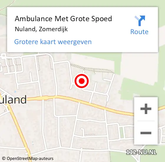 Locatie op kaart van de 112 melding: Ambulance Met Grote Spoed Naar Nuland, Zomerdijk op 16 januari 2019 00:15
