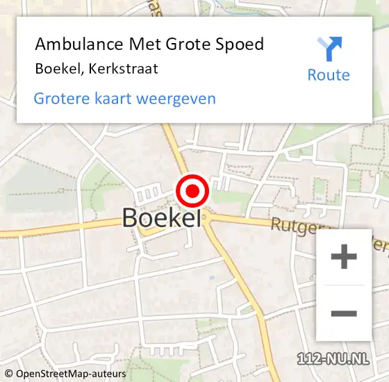 Locatie op kaart van de 112 melding: Ambulance Met Grote Spoed Naar Boekel, Kerkstraat op 16 januari 2019 00:42