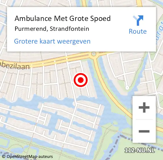 Locatie op kaart van de 112 melding: Ambulance Met Grote Spoed Naar Purmerend, Strandfontein op 16 januari 2019 02:00