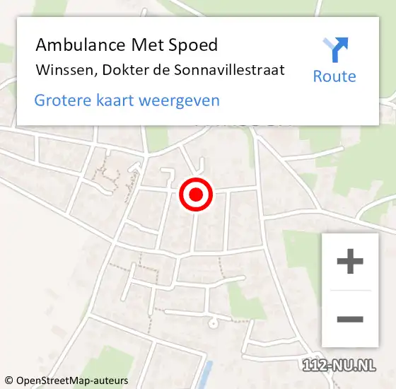 Locatie op kaart van de 112 melding: Ambulance Met Spoed Naar Winssen, Dokter Nillesenstraat op 16 januari 2019 02:21