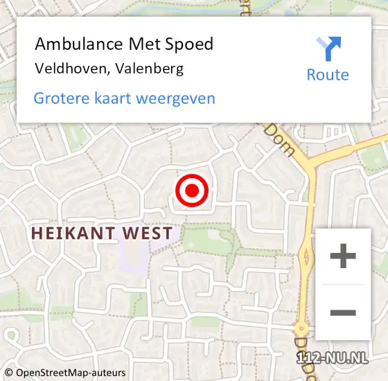 Locatie op kaart van de 112 melding: Ambulance Met Spoed Naar Veldhoven, Valenberg op 16 januari 2019 05:49