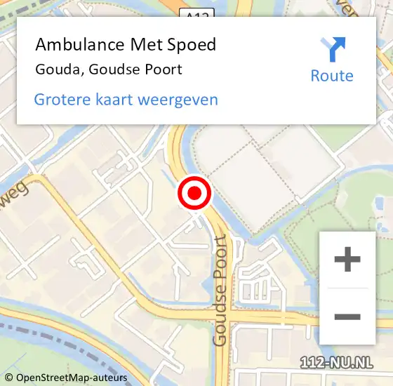 Locatie op kaart van de 112 melding: Ambulance Met Spoed Naar Gouda, Goudse Poort op 16 januari 2019 06:51