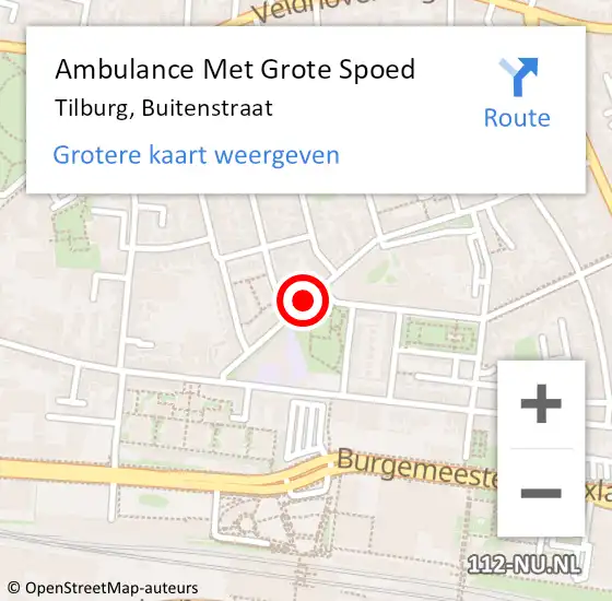 Locatie op kaart van de 112 melding: Ambulance Met Grote Spoed Naar Tilburg, Buitenstraat op 16 januari 2019 06:52
