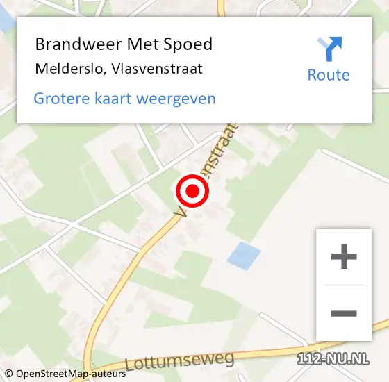 Locatie op kaart van de 112 melding: Brandweer Met Spoed Naar Melderslo, Vlasvenstraat op 16 januari 2019 08:56