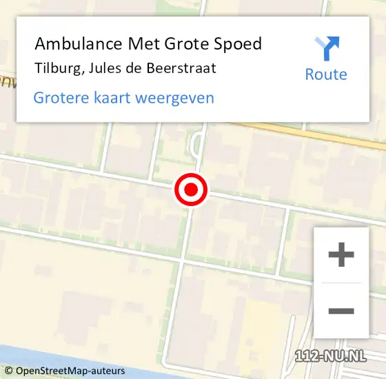 Locatie op kaart van de 112 melding: Ambulance Met Grote Spoed Naar Tilburg, Jules de Beerstraat op 16 januari 2019 09:28