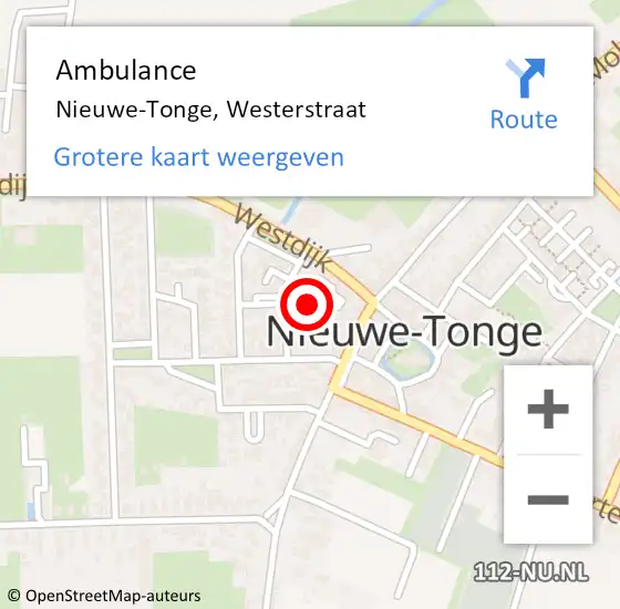 Locatie op kaart van de 112 melding: Ambulance Nieuwe-Tonge, Westerstraat op 16 januari 2019 09:58