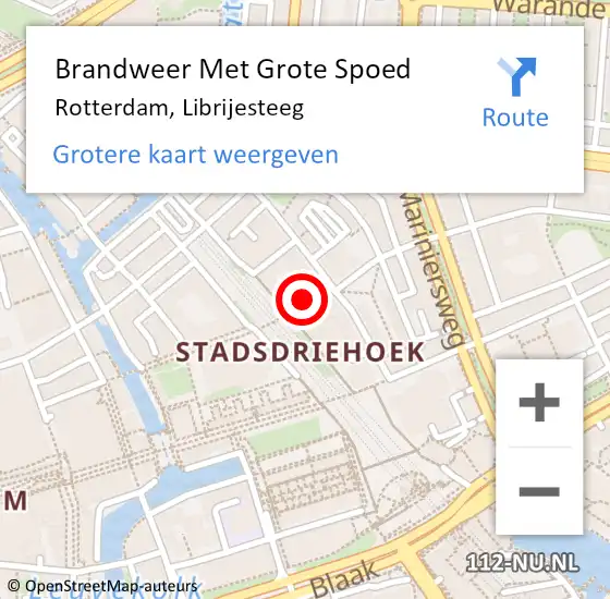 Locatie op kaart van de 112 melding: Brandweer Met Grote Spoed Naar Rotterdam, Librijesteeg op 16 januari 2019 10:57