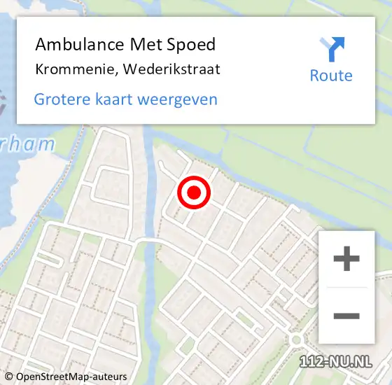 Locatie op kaart van de 112 melding: Ambulance Met Spoed Naar Krommenie, Wederikstraat op 16 januari 2019 11:10