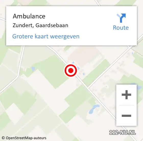 Locatie op kaart van de 112 melding: Ambulance Zundert, Gaardsebaan op 16 januari 2019 11:25