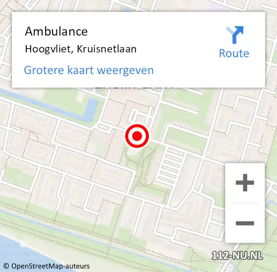 Locatie op kaart van de 112 melding: Ambulance Hoogvliet, Kruisnetlaan op 16 januari 2019 12:16