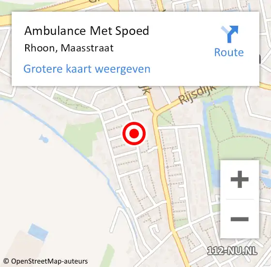 Locatie op kaart van de 112 melding: Ambulance Met Spoed Naar Rhoon, Maasstraat op 16 januari 2019 12:24