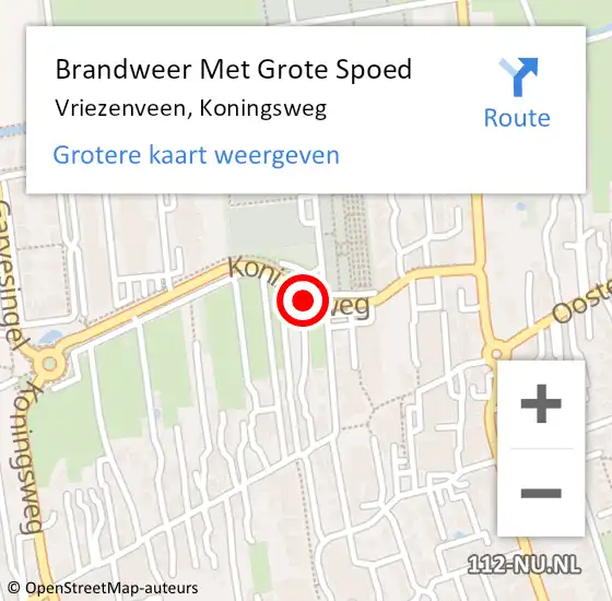 Locatie op kaart van de 112 melding: Brandweer Met Grote Spoed Naar Vriezenveen, Koningsweg op 16 januari 2019 12:41
