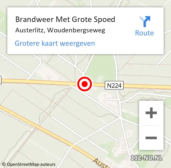 Locatie op kaart van de 112 melding: Brandweer Met Grote Spoed Naar Austerlitz, Woudenbergseweg op 16 januari 2019 13:17