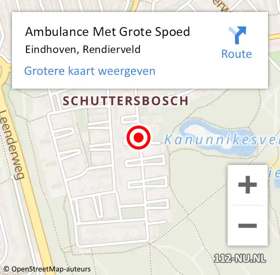 Locatie op kaart van de 112 melding: Ambulance Met Grote Spoed Naar Eindhoven, Rendierveld op 16 januari 2019 13:18