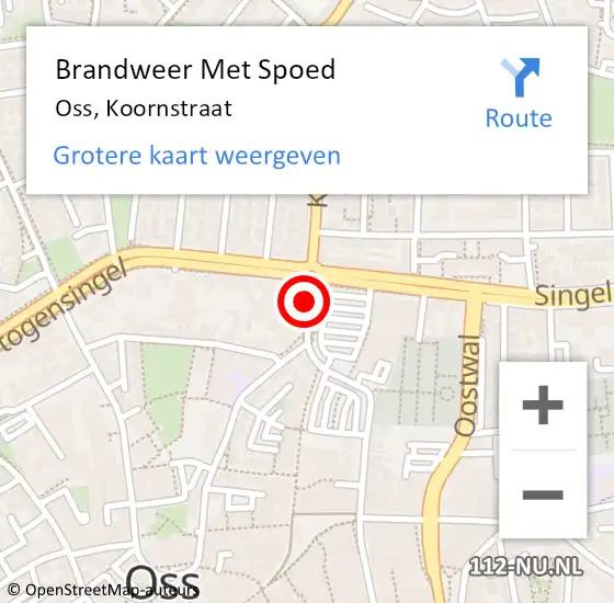 Locatie op kaart van de 112 melding: Brandweer Met Spoed Naar Oss, Koornstraat op 16 januari 2019 13:24