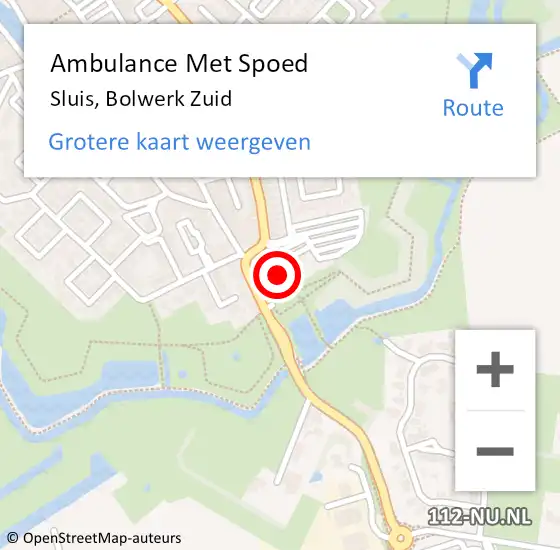 Locatie op kaart van de 112 melding: Ambulance Met Spoed Naar Sluis, Bolwerk Zuid op 16 januari 2019 13:36