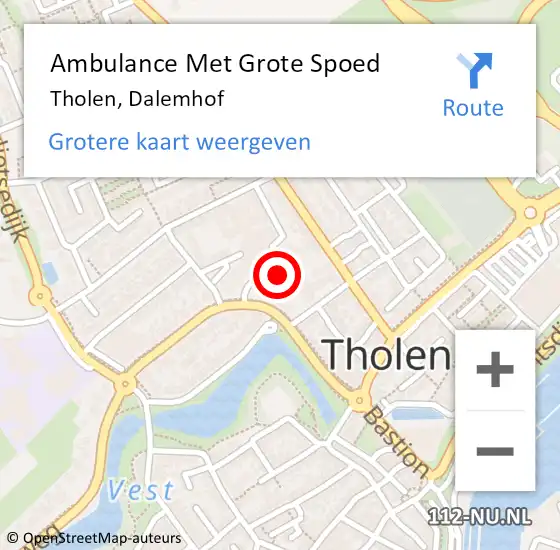 Locatie op kaart van de 112 melding: Ambulance Met Grote Spoed Naar Tholen, Dalemhof op 16 januari 2019 16:33