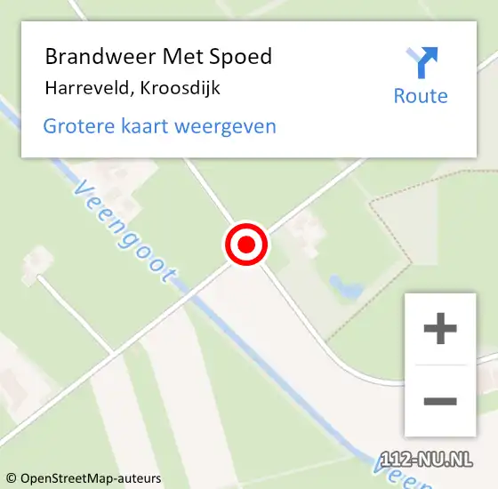 Locatie op kaart van de 112 melding: Brandweer Met Spoed Naar Harreveld, Kroosdijk op 16 januari 2019 17:23