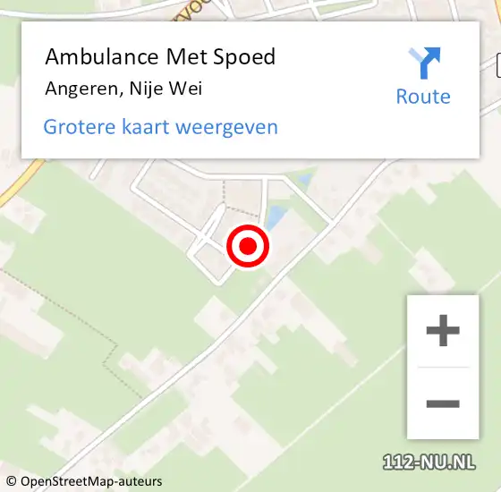 Locatie op kaart van de 112 melding: Ambulance Met Spoed Naar Angeren, Nije Wei op 16 januari 2019 17:23