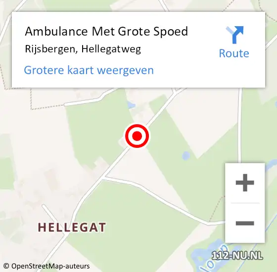 Locatie op kaart van de 112 melding: Ambulance Met Grote Spoed Naar Rijsbergen, Hellegatweg op 16 januari 2019 17:35
